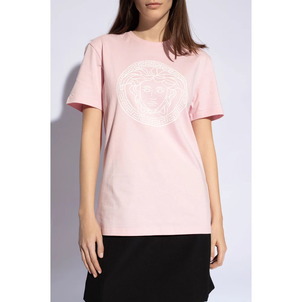 Versace T-shirt met logo Pink Dames