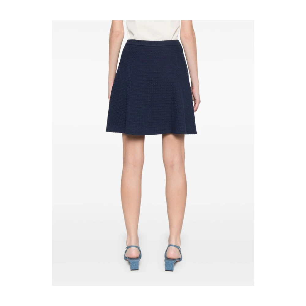 Emporio Armani Blauwe Waffle Knit A-Lijn Rok Blue Dames