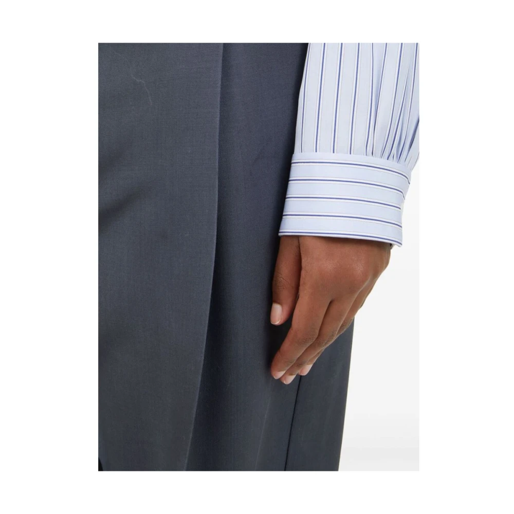 Maison Margiela Grijze Wollen Blend Signature Broek Gray Dames