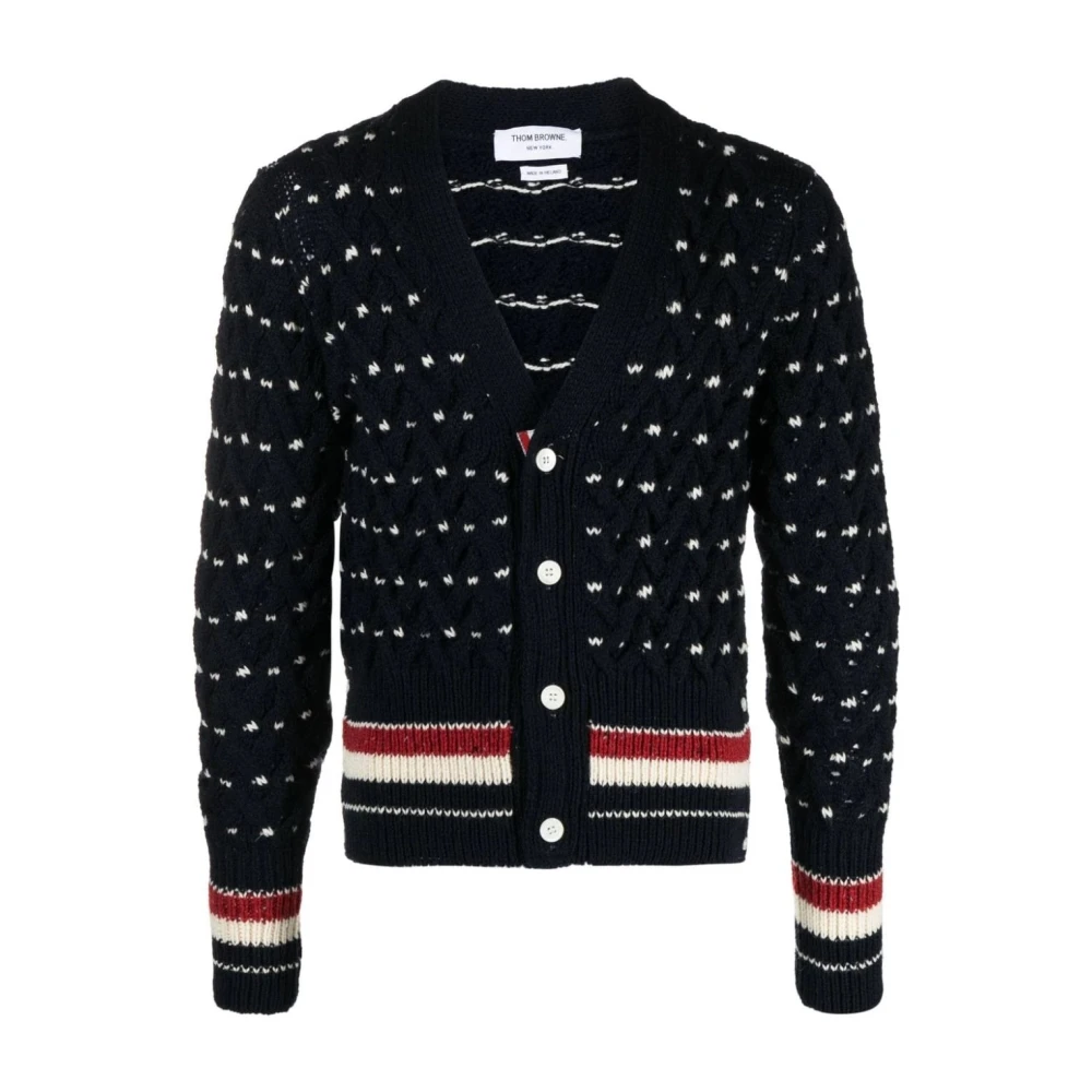 Thom Browne Navy Blauw Kabel Gebreide Vest Blue Heren