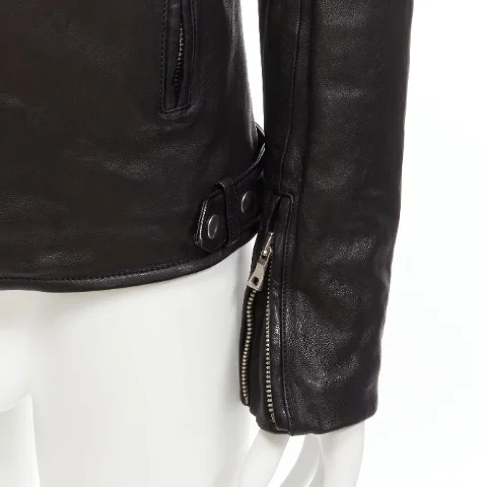 Balmain Pre-owned Leather outerwear Black Dames