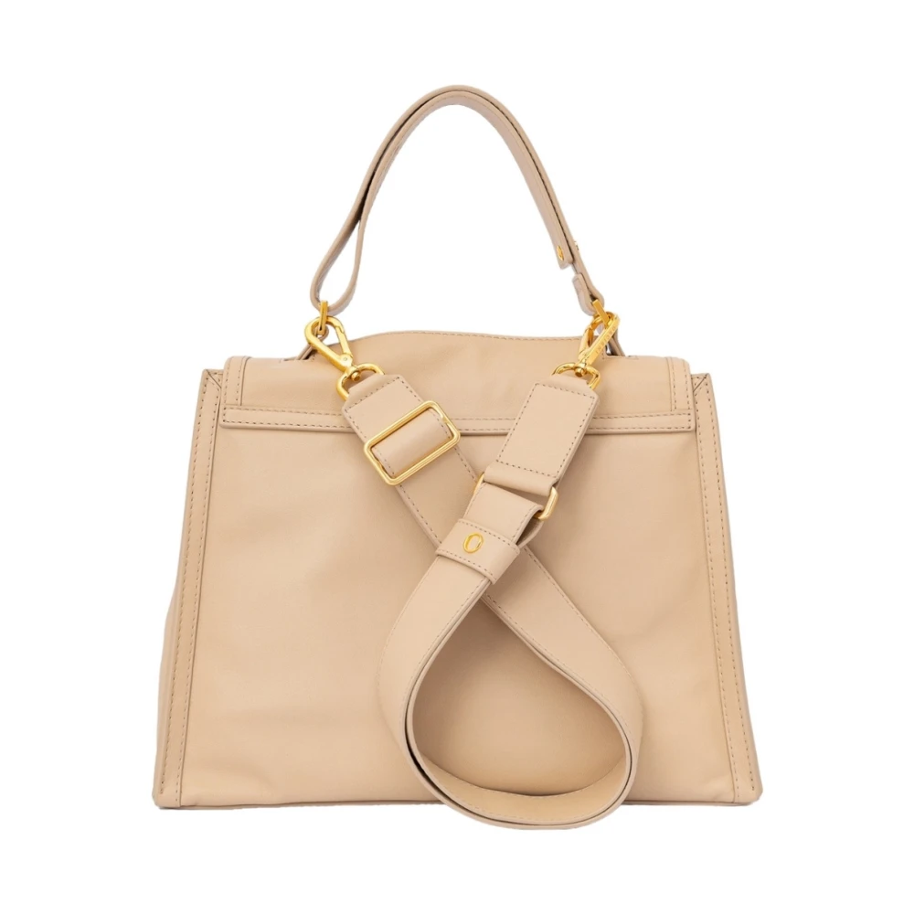 Orciani Beige Leren Dames Tas met Stiksels Beige Dames