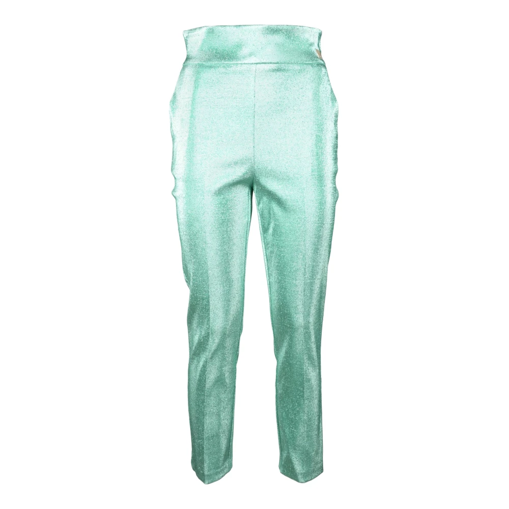Elisabetta Franchi Metallic Fiber Katoenmix Broek Green Dames