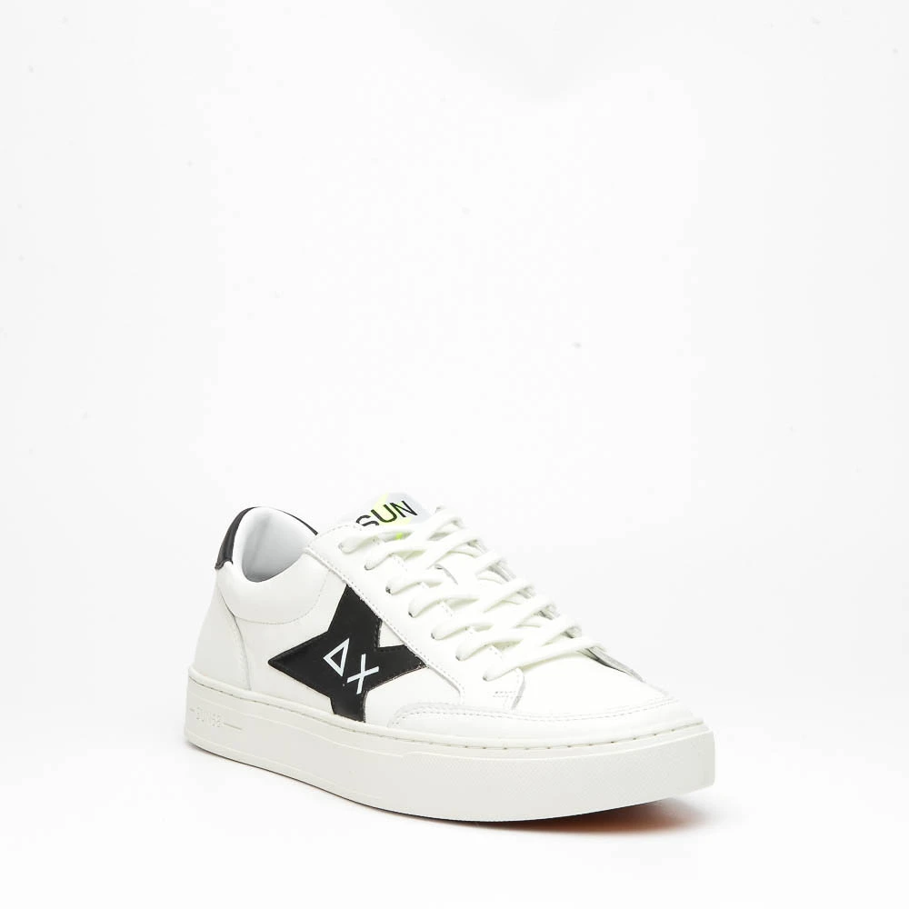 Sun68 Leren Sneakers Wit en Zwart White Heren