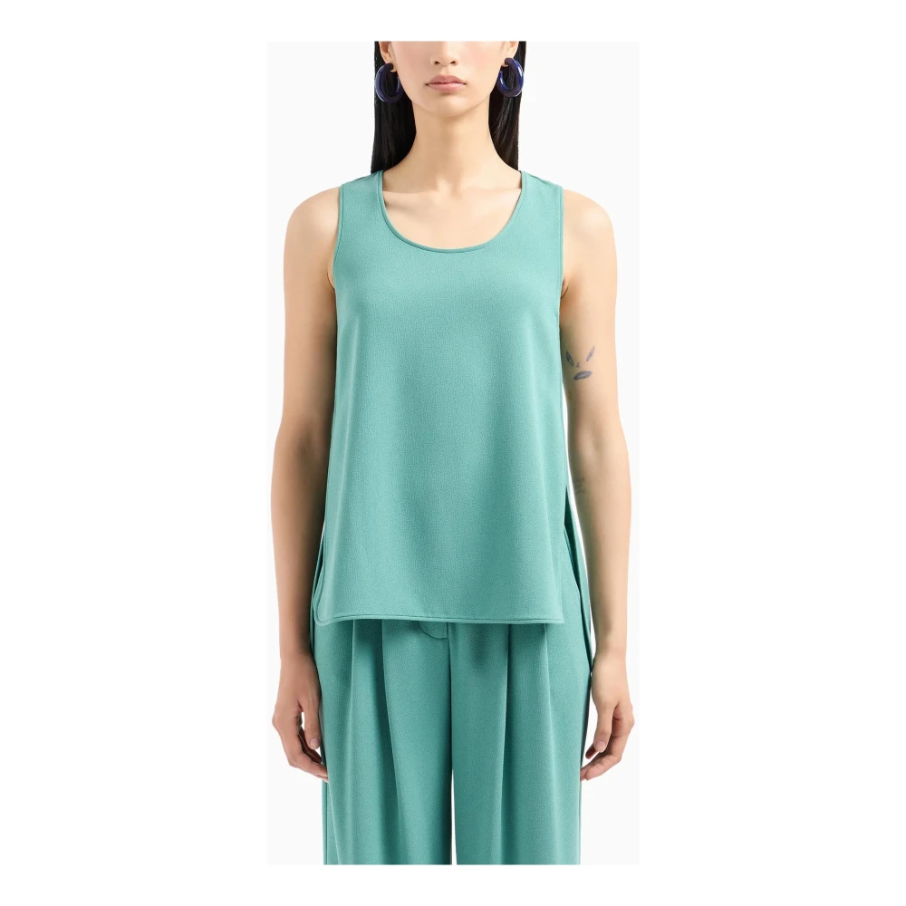 Emporio Armani Sablé Ronde Hals Mouwloze Shirt Green Dames