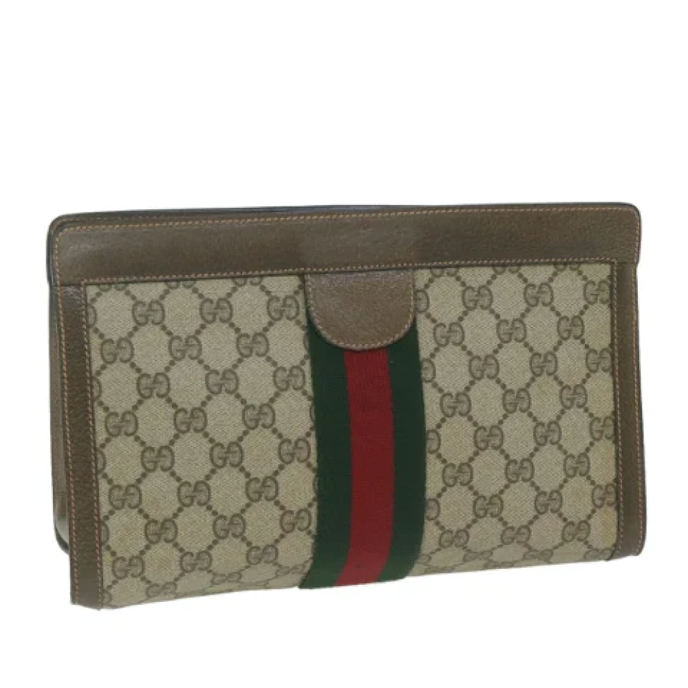 Gucci Vintage Pre-owned Canvas clutches Beige Dames