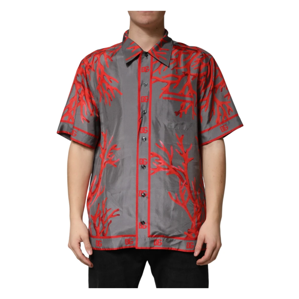 Dolce & Gabbana Men's Multicolor Corals Short Sleeve Casual Shirt - Short Sleeve Shirts - 2XL - Shirts