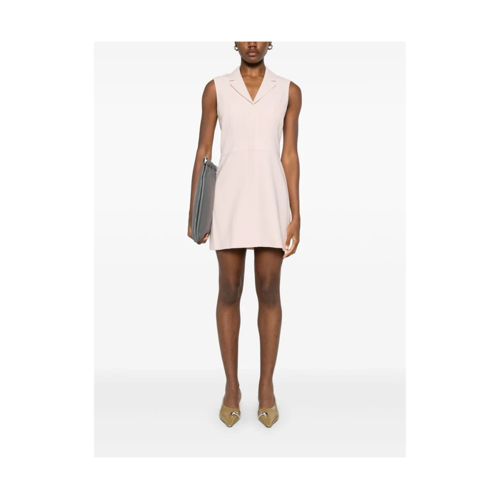Theory Blush Pink Mouwloze Jurk met Inkeping Revers Pink Dames