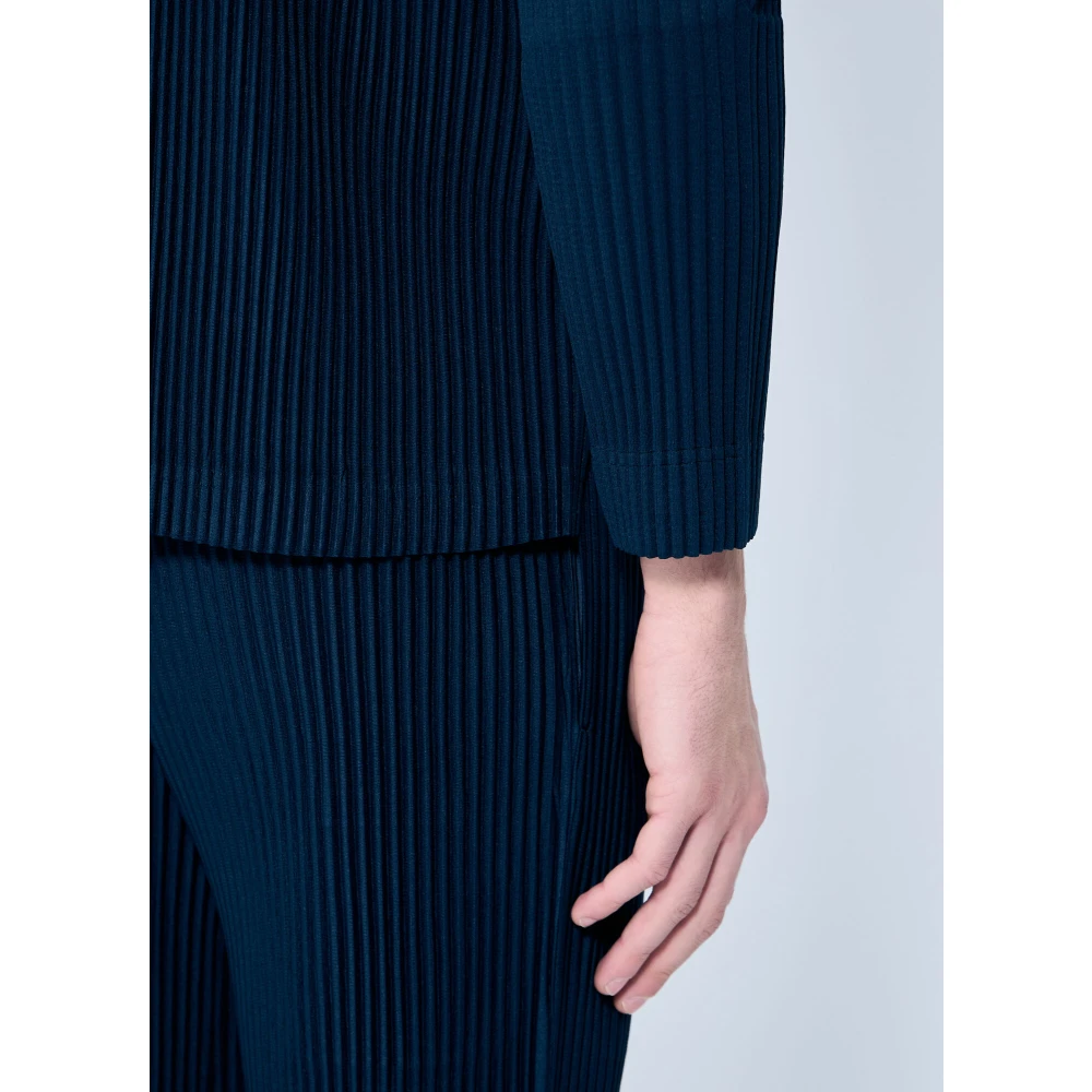 Issey Miyake Geplooide Overhemd met Lange Mouwen Blue Heren