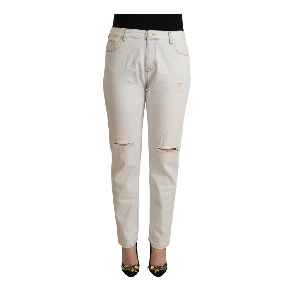 Pinko White Slim-Fit Trousers, Female, W28, Distressed Skinny Denim Jeans