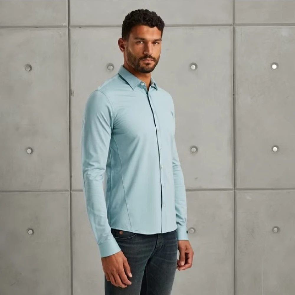 Cast Iron Twill Jersey 2 Tone Overhemd Blue Heren