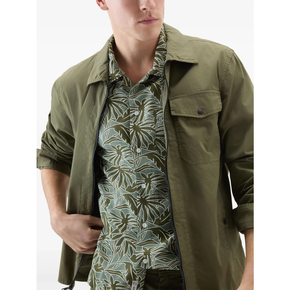 Woolrich Olijf Gabardine Overshirt Green Heren