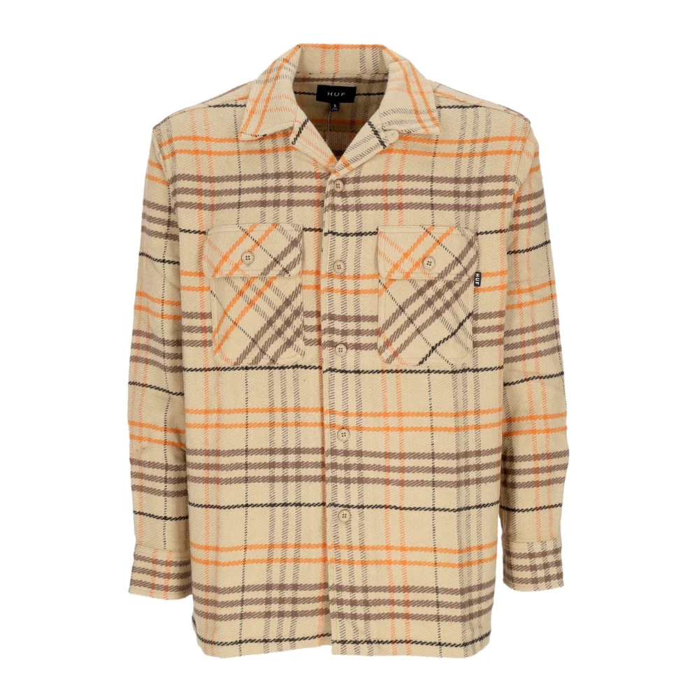 HUF Geruite Flanellen Shirt met Knoopsluiting Beige Heren
