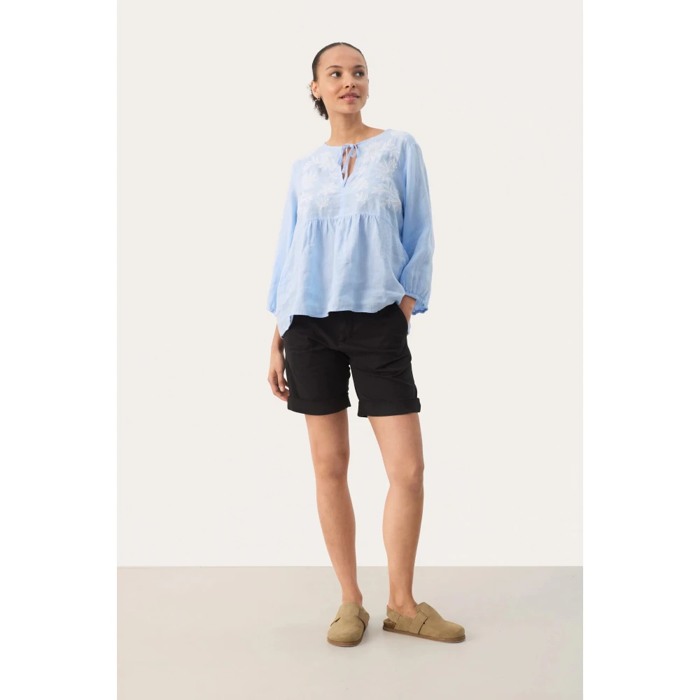 Part Two Blauw Grafiet Bermuda Shorts Blue Dames