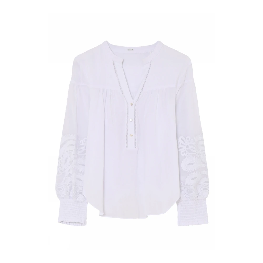 Gustav Geborduurde Blouse met V-hals White Dames