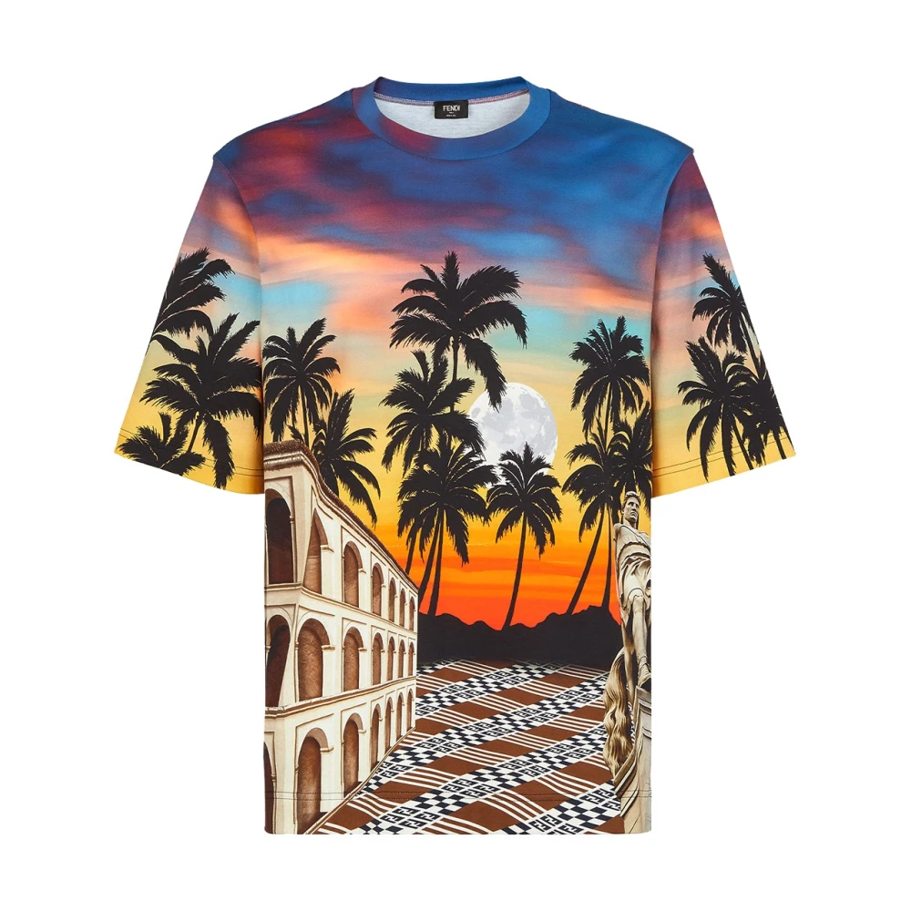 Fendi Men's Multicolor Summer In Roma T-Shirt - T-Shirts - L - Tops