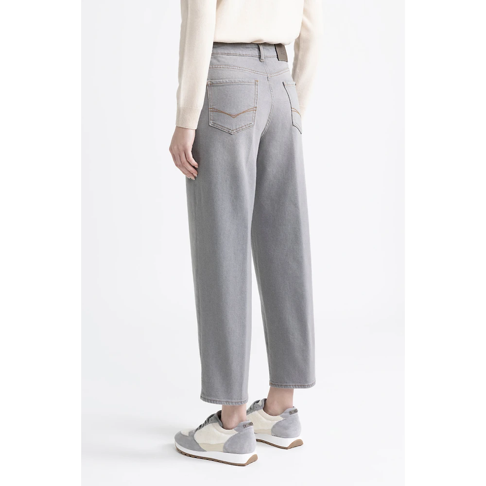 PESERICO Geknipte broek in katoenen denim Gray Dames