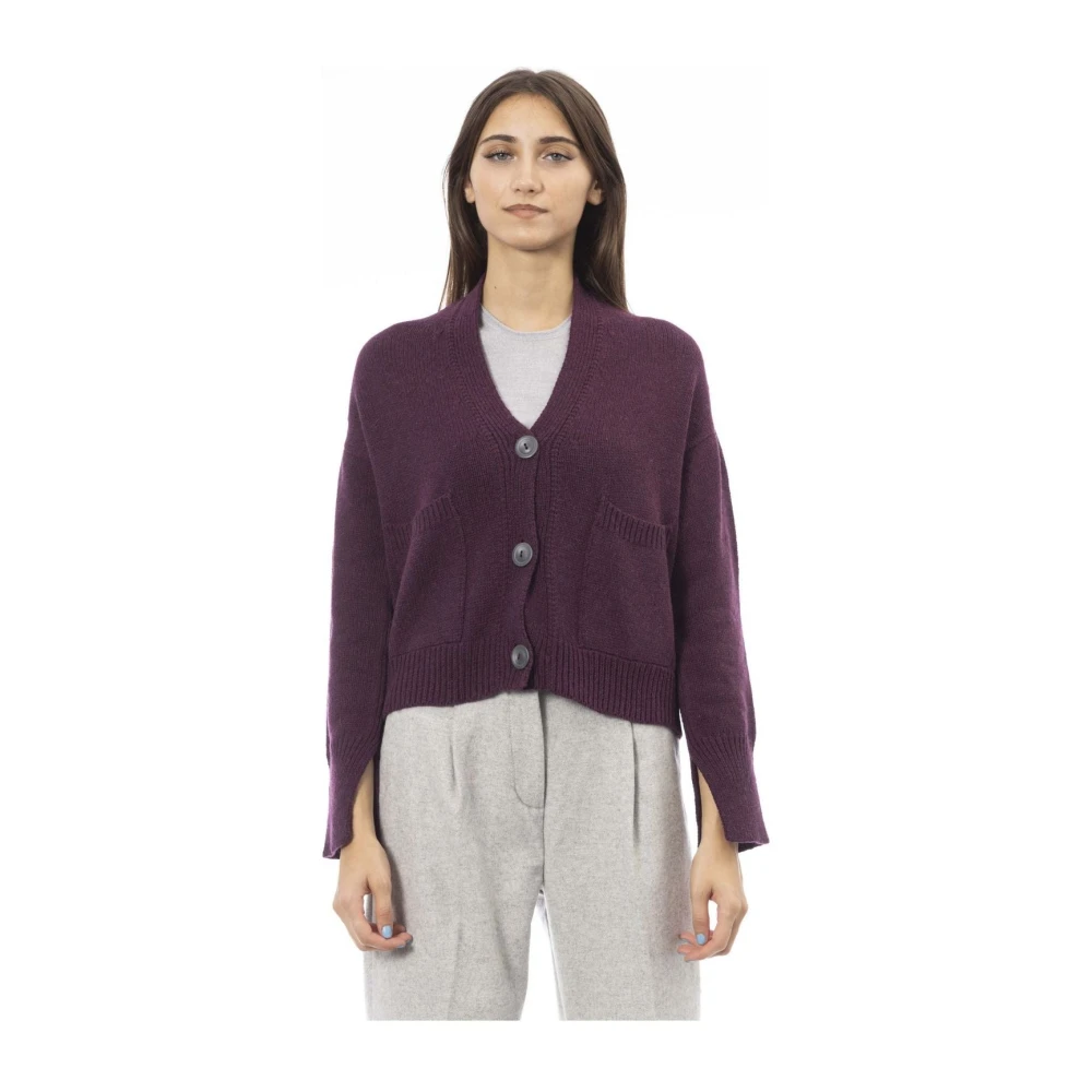 Alpha Studio Cardigan met knoopsluiting en zakken Red Dames
