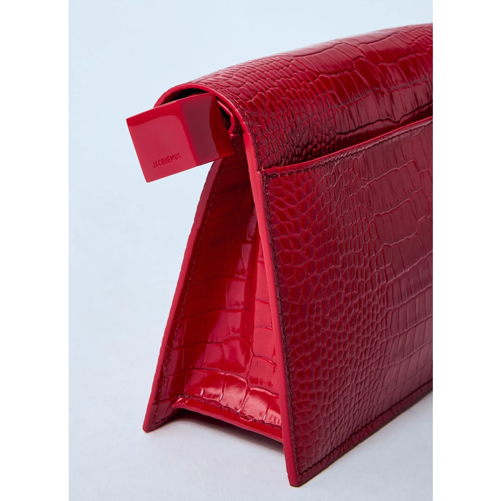 Jacquemus Geometrische Krokodil-geprinte Clutch Tas Red Dames