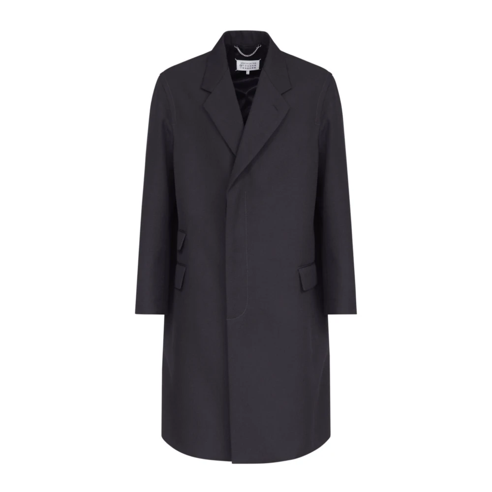 Maison Margiela Zwarte Gestikte Jas Black Heren