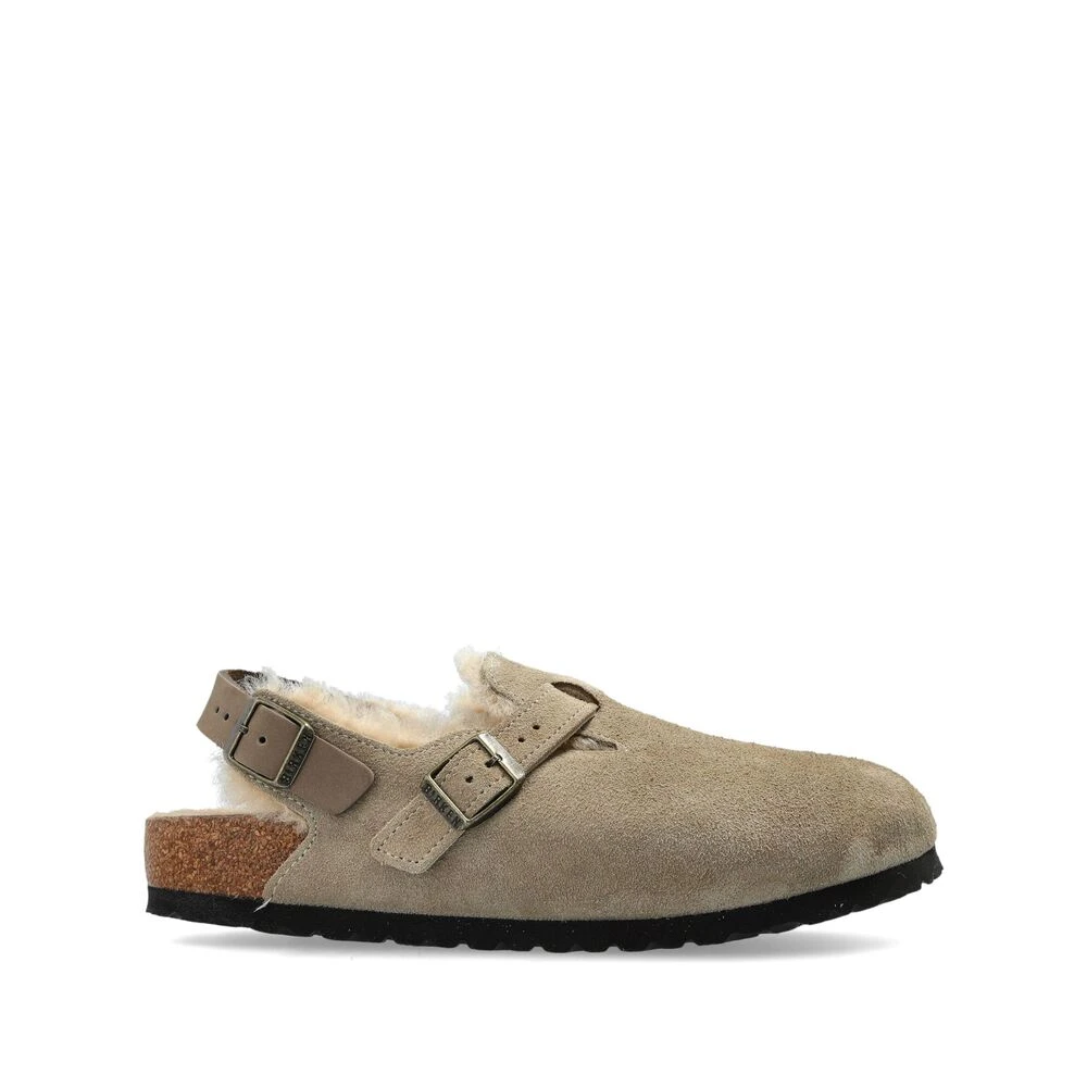 Taupe Slingback Sko med Shearling Fôr