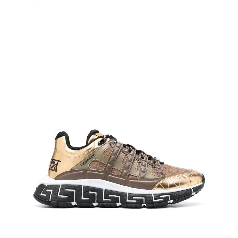 Versace Gouden Trigreca Allover-Print Sneakers Beige Heren