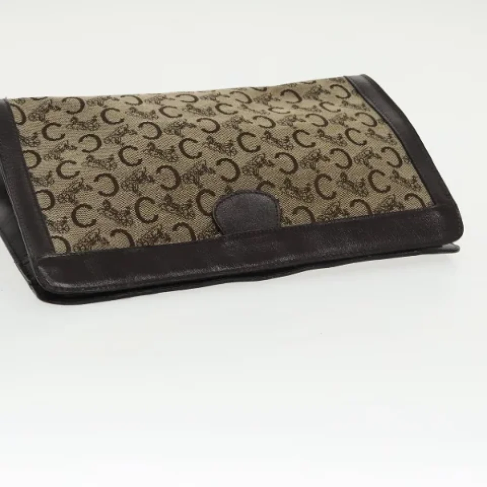Celine Vintage Pre-owned Canvas clutches Beige Dames