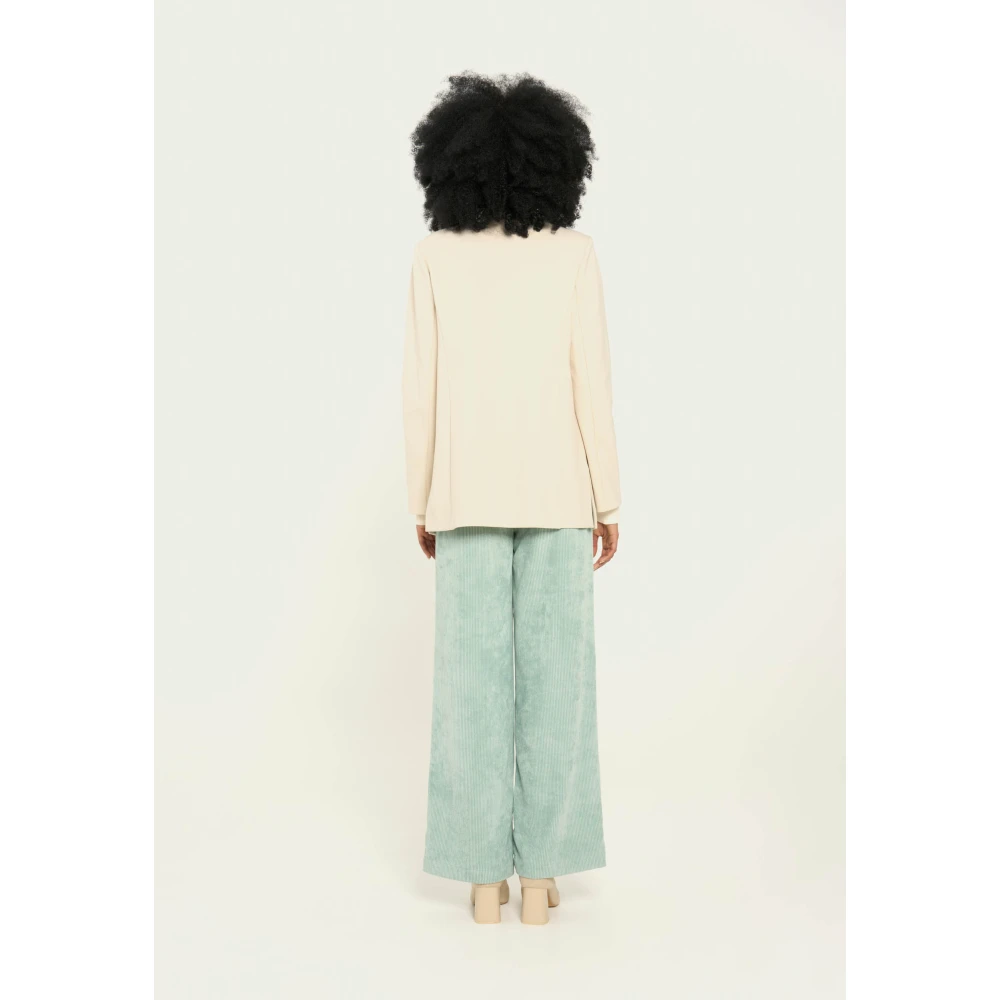 Vicario Cinque Corduroy Palazzo Trousers with American Pockets Green Dames