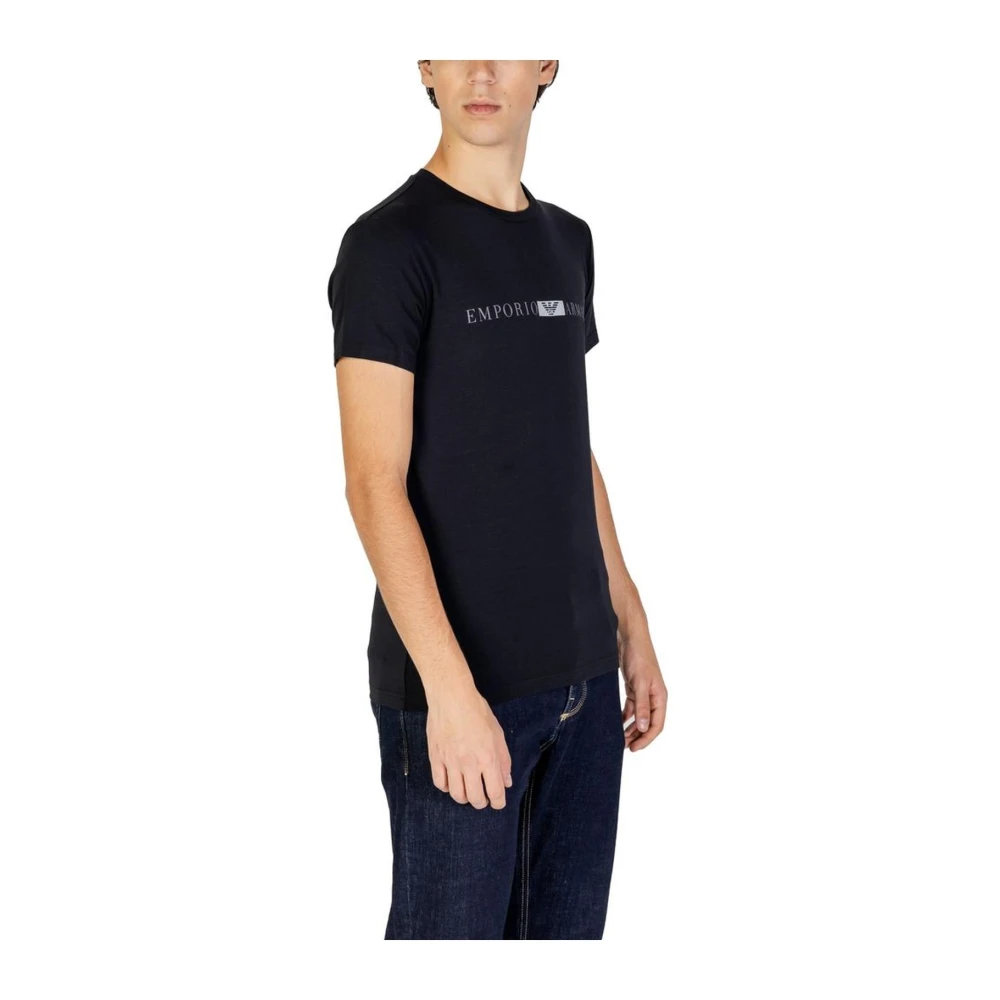 Emporio Armani Zwarte Katoenen T-shirt met Elastaan Black Heren