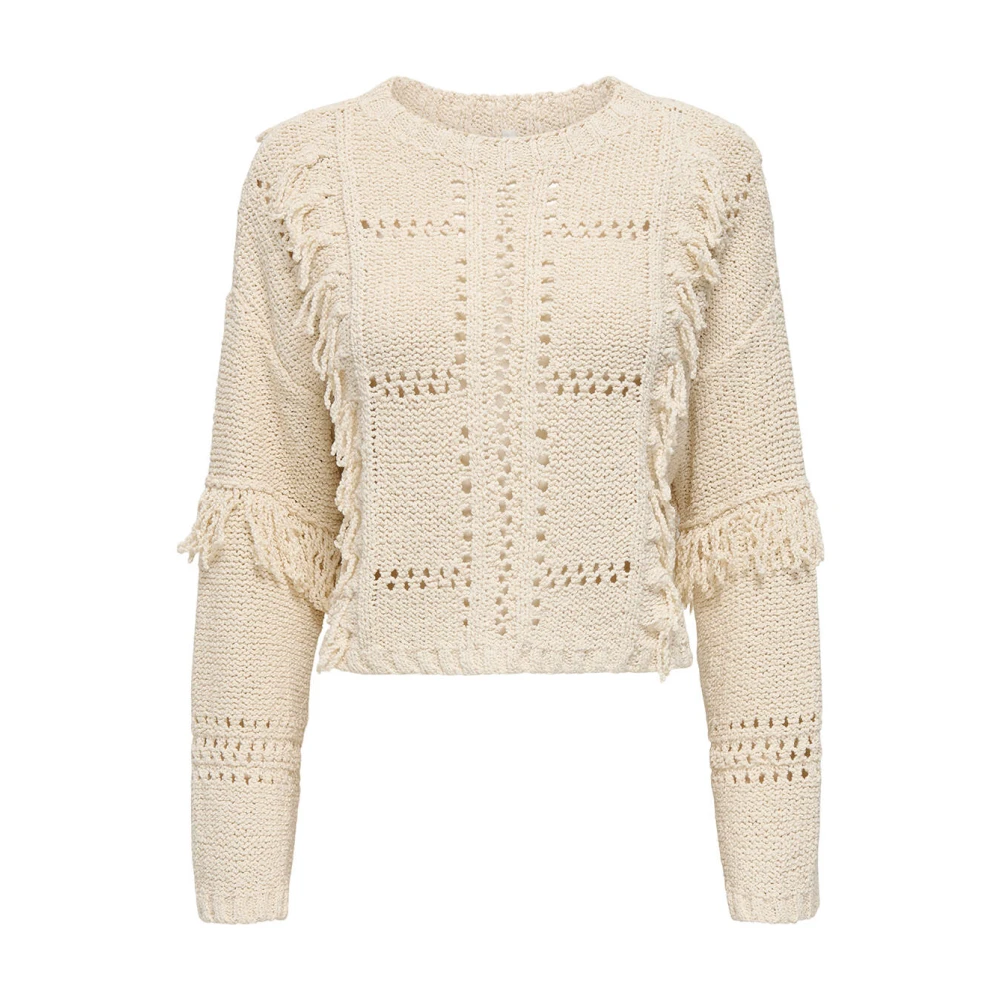 Only Fringe Life Pullover Beige Dames
