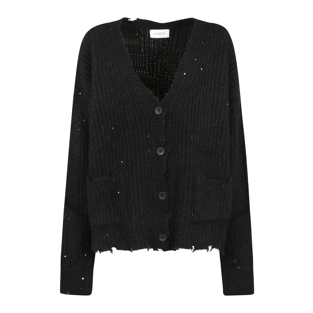 Laneus Stijlvolle Gebreide Cardigan Sweater Black Dames