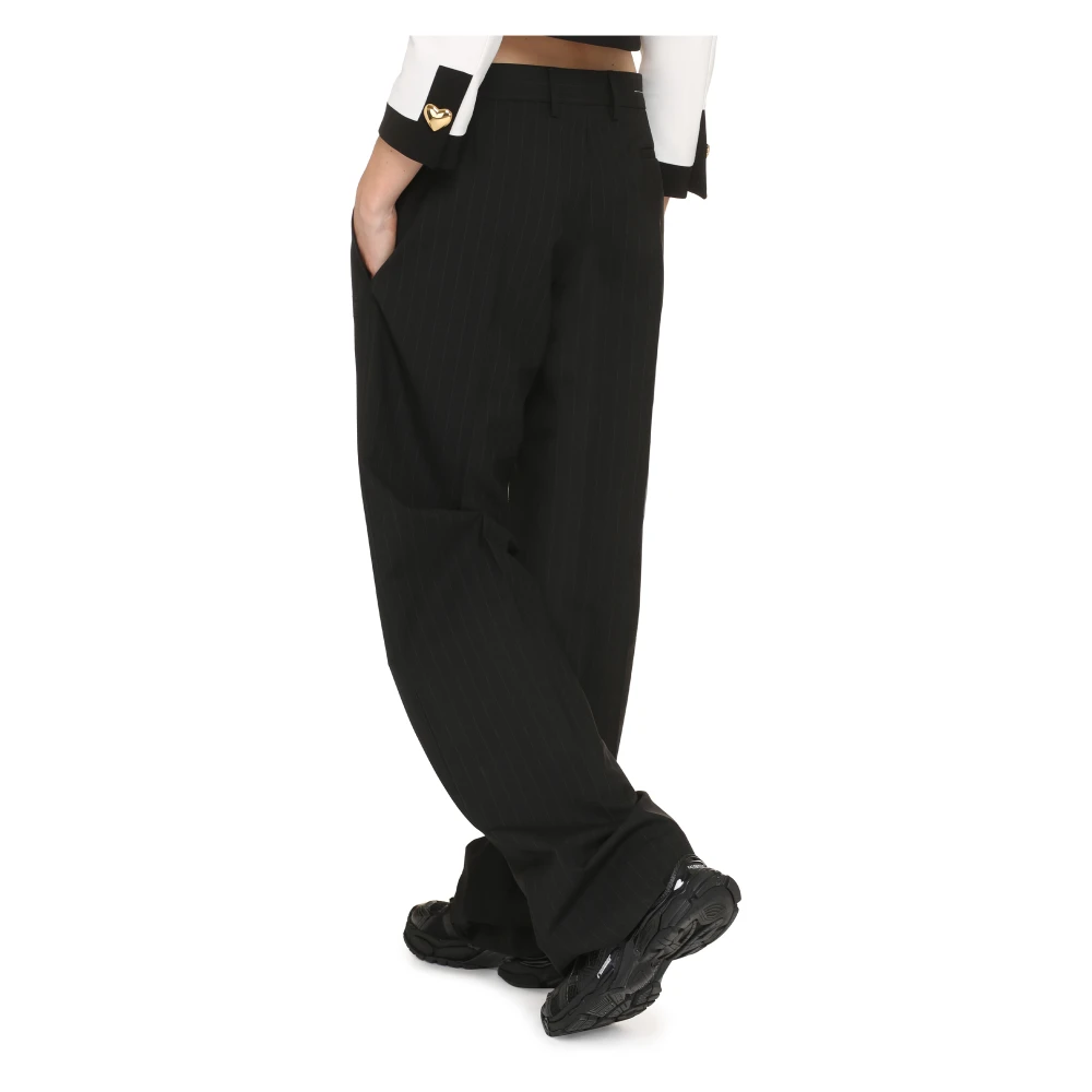 MM6 Maison Margiela Gestreepte wollen blend broek Black Dames