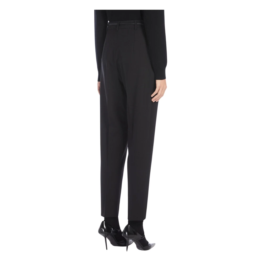 Max Mara Studio Wortellijn Wollen Broek Zwart Black Dames