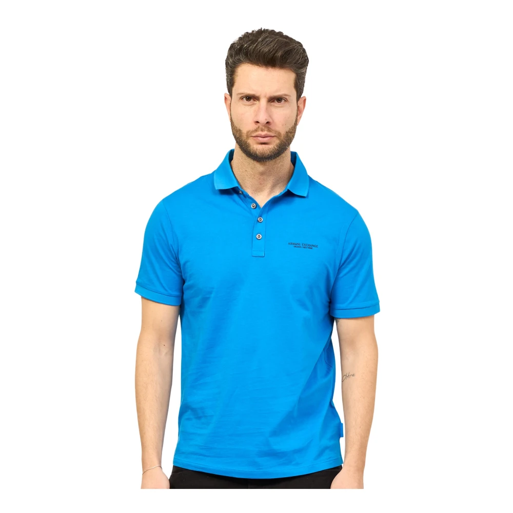 Armani Exchange Blauw Jersey Katoen Polo Shirt Blue Heren