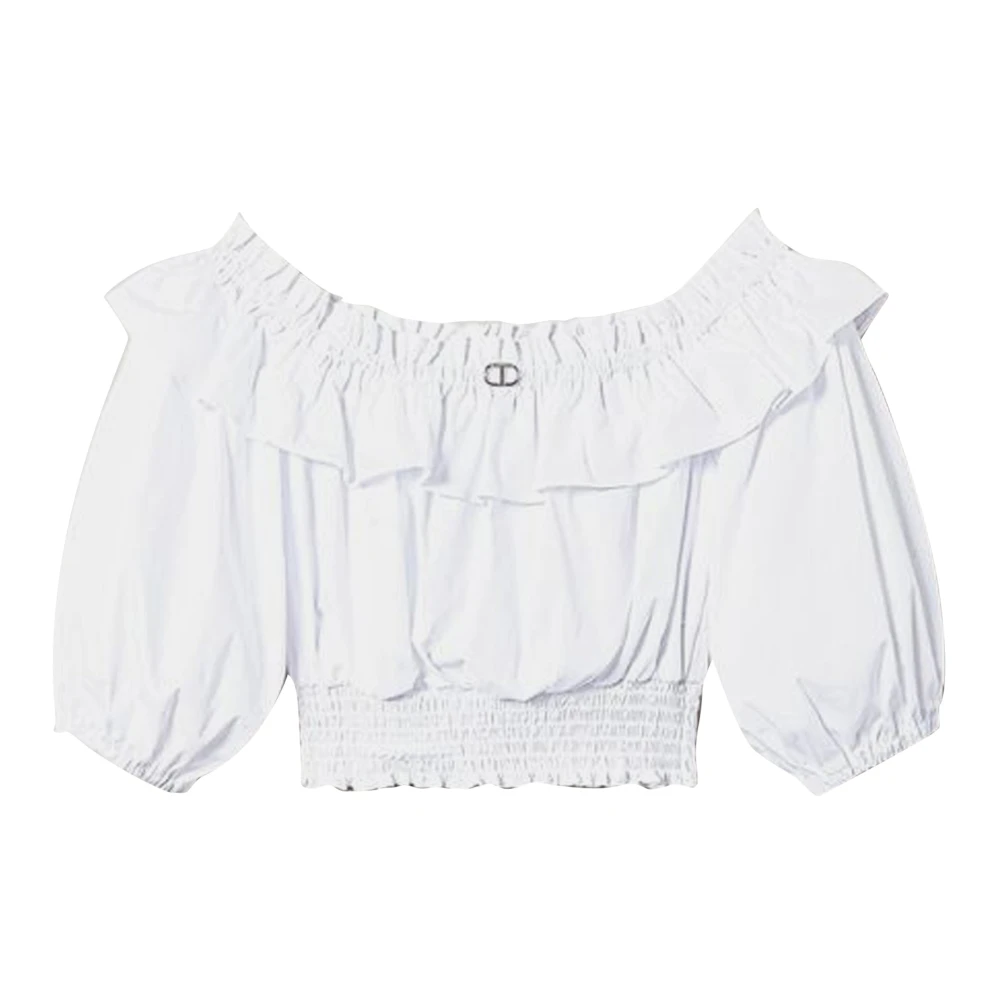 Twinset Girls White Kids Blouses, 16 Y, Blusa Bianca In Cotone