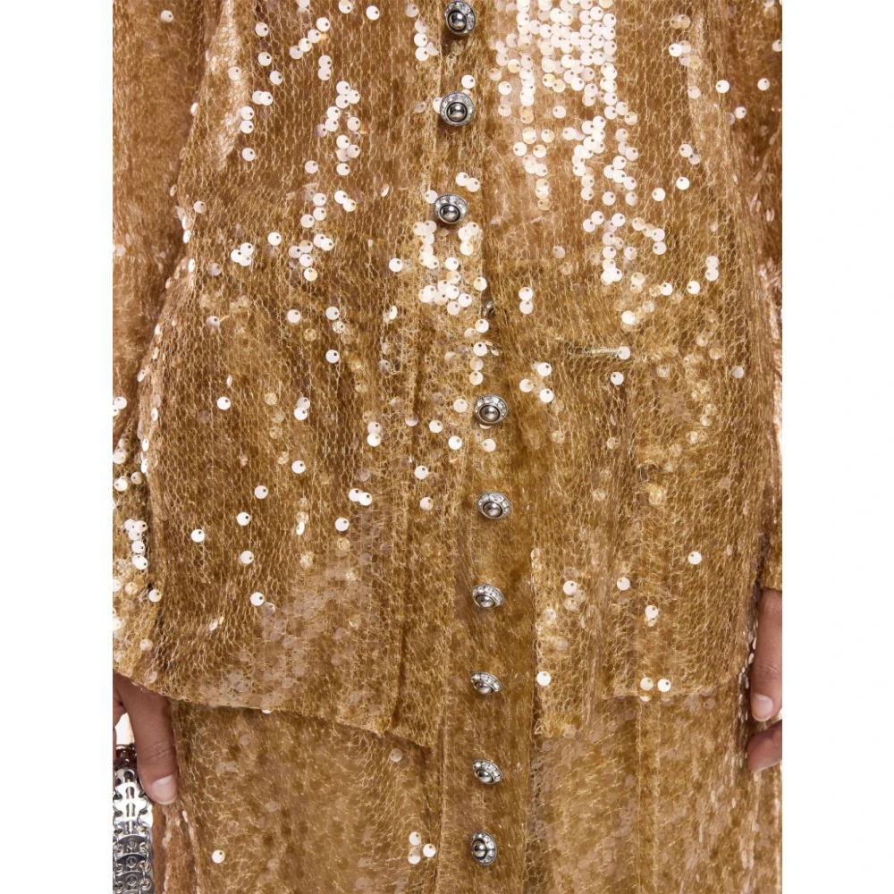 Paco Rabanne Paillet Beige Shirt met Riem Brown Dames