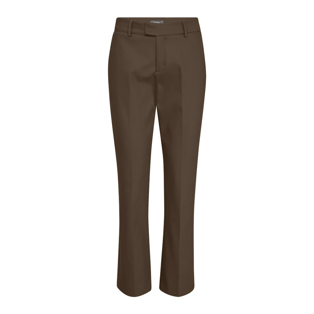 MOS MOSH Elegante Wijde Pijp Broek Rain Drum Brown Dames