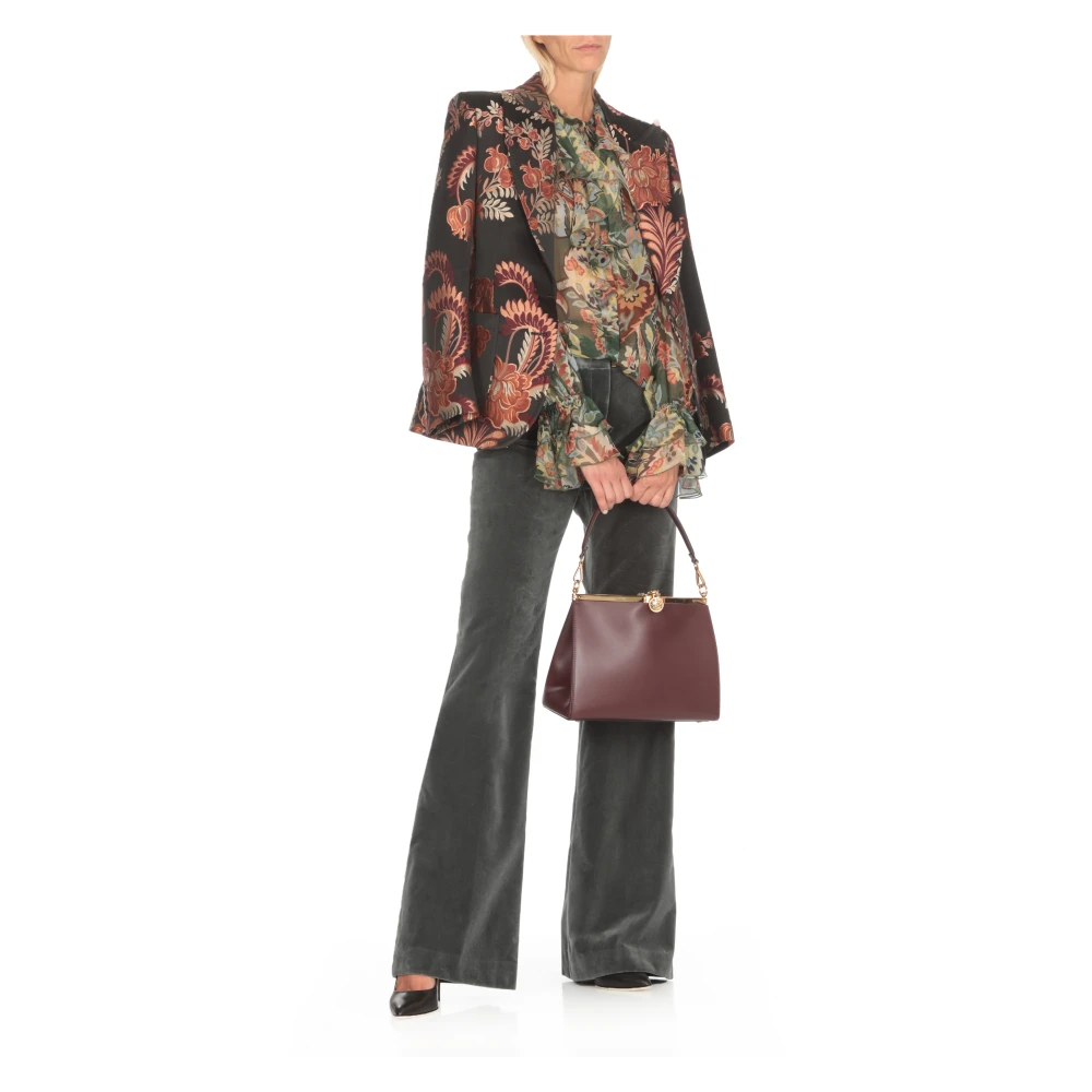 ETRO Groene Zijden Blouse met Volant Kraag Green Dames