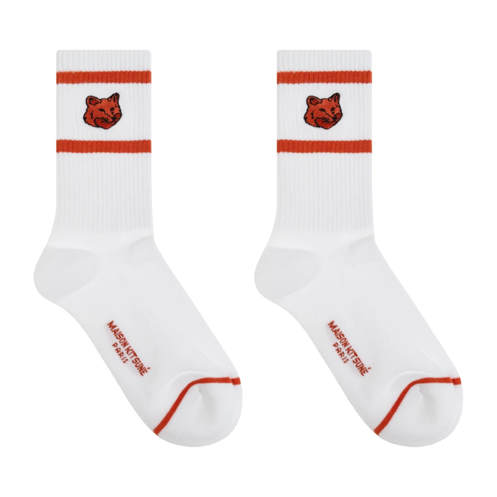 Maison Kitsuné Sokken met logo White Dames