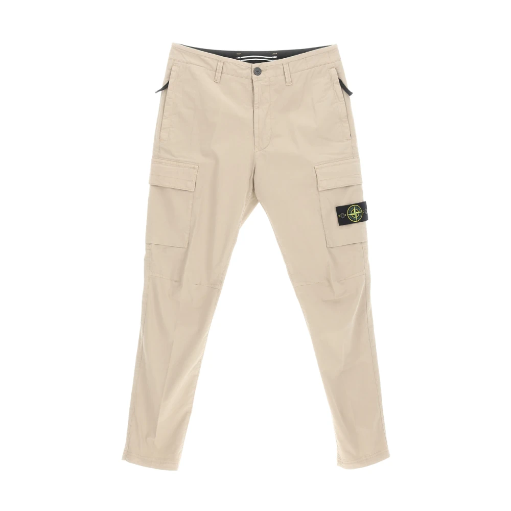 Stone Island Men's Beige Slim-Fit Trousers,, Tricolor Fox Patch Classic Pocket Trousers W30