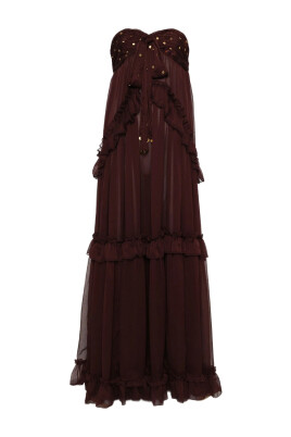 robe-marron-sans-bretelles-a-line-a-paillettes
