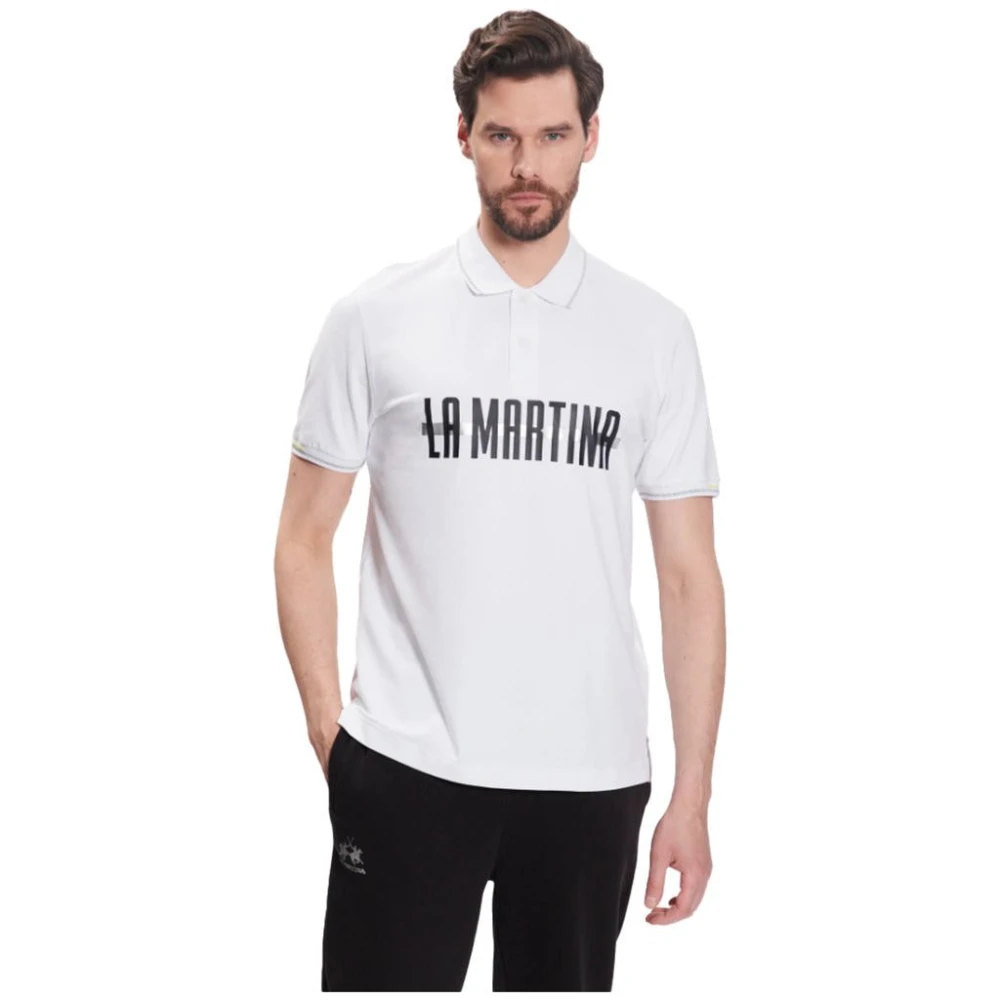 LA MARTINA Glitter Kraag Polo Jersey White Heren