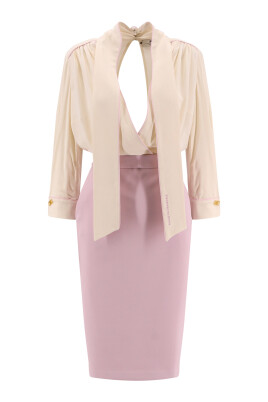 purple-v-neck-dress-with-logo-embroidery