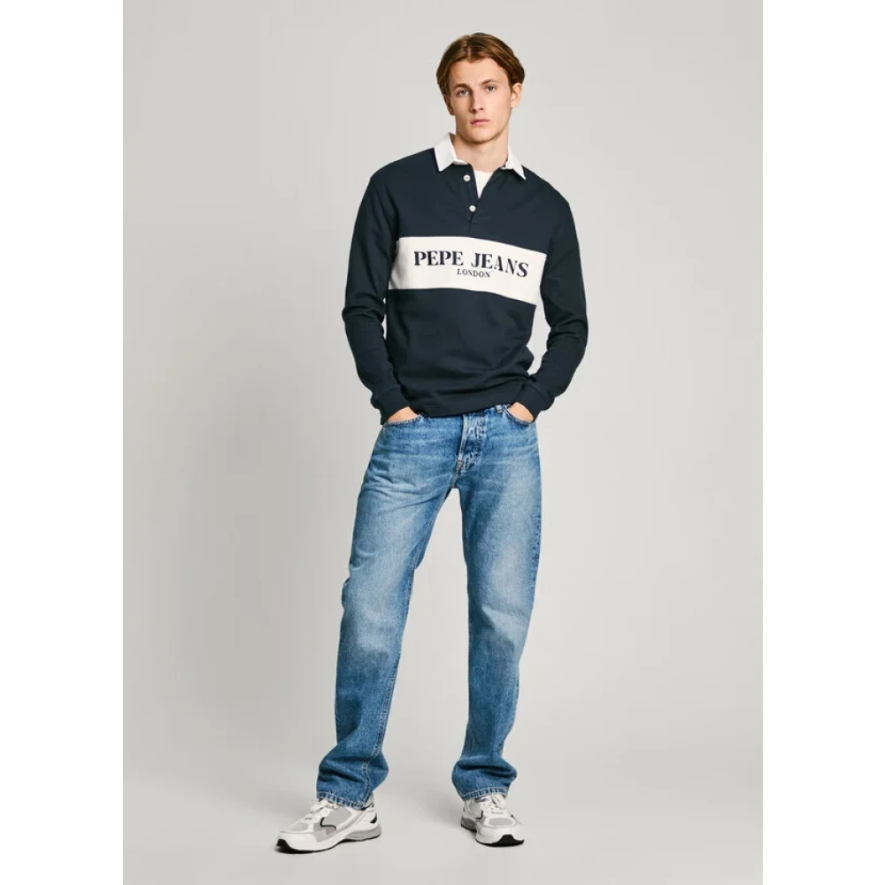 Pepe Jeans Katoenen Interlock Rugby Polo Shirt Blue Heren