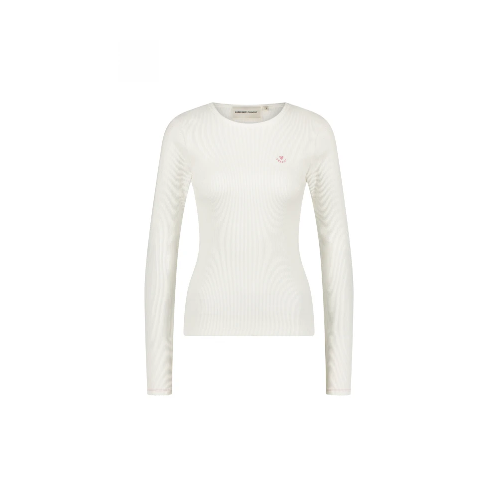 Fabienne Chapot Wit Longsleeve T-shirt Ronde Hals White Dames