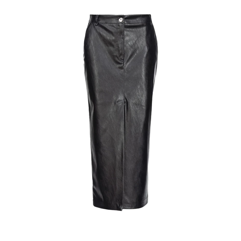 pinko Imitatieleren rok met rechte lijn Black Dames