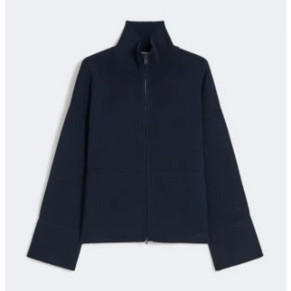 Max Mara Women's Blue Zip-Through Jumper - Zip-Throughs - S - Sweatshirts & Hoodies