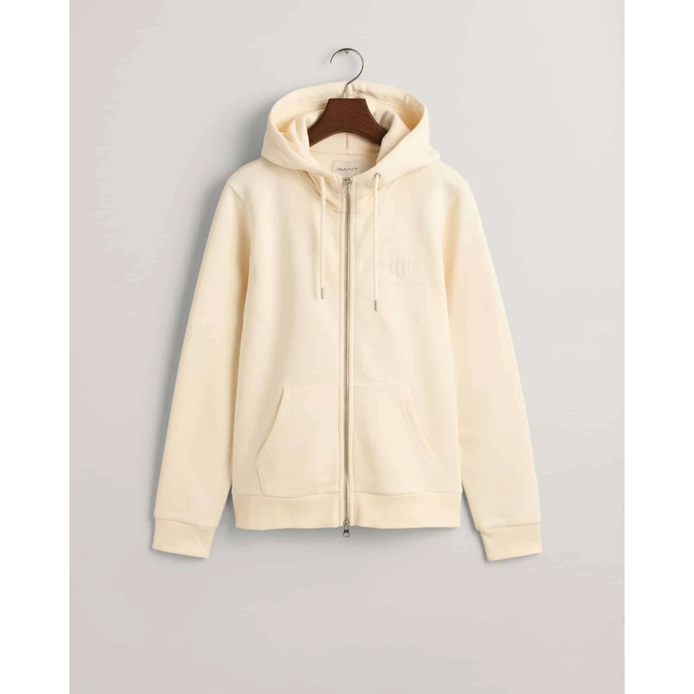 Gant Archief Shield Zip Hoodie Linnen Beige Dames