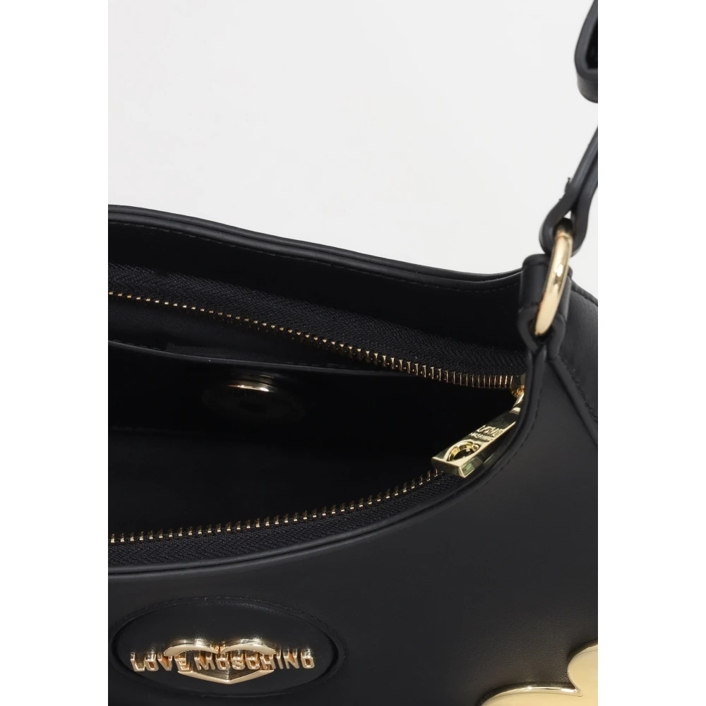 Love Moschino Zwarte handtas met verstelbaar handvat en gouden logo Black Dames