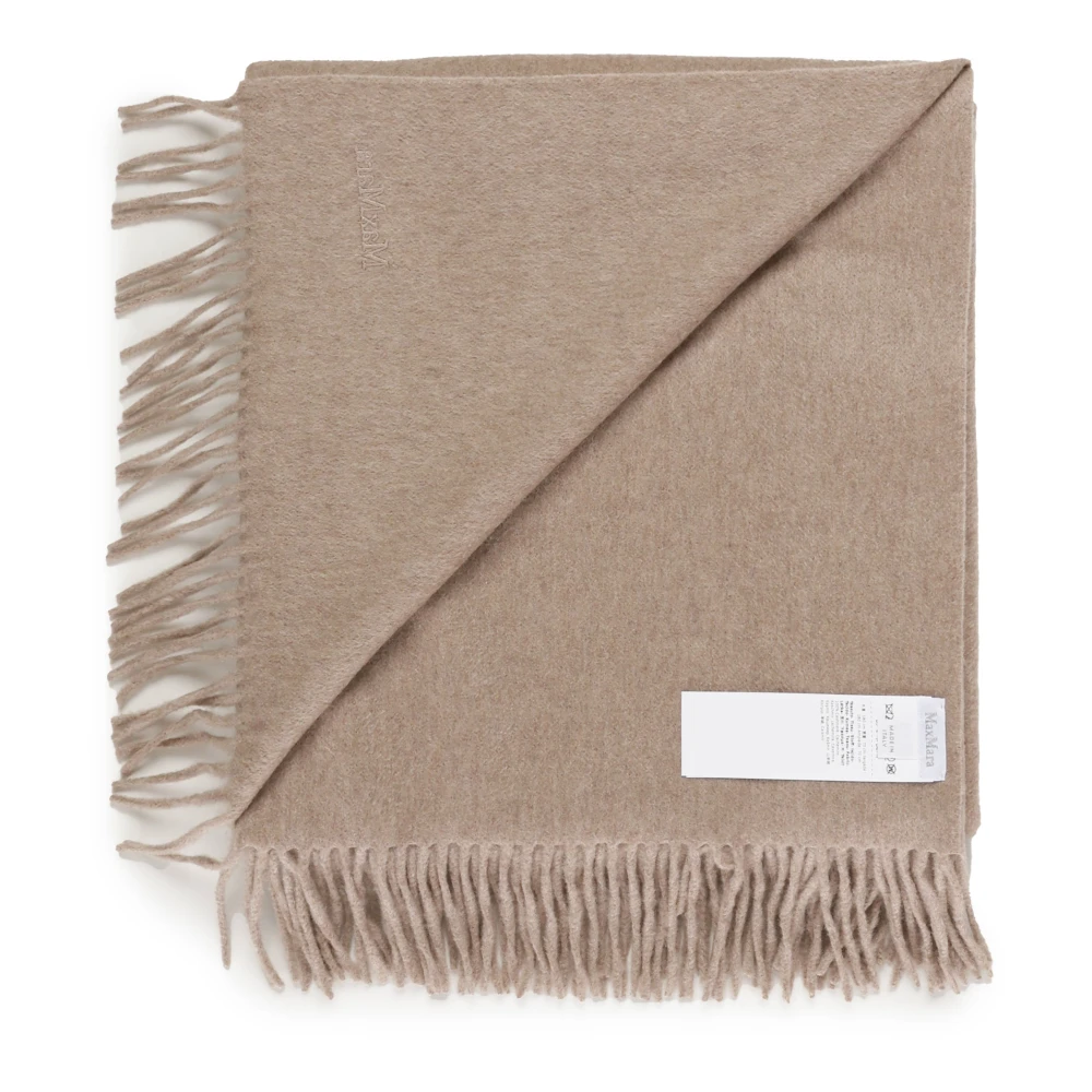 Max Mara Kasjmier Beige Sjaal met Franjes Beige Dames